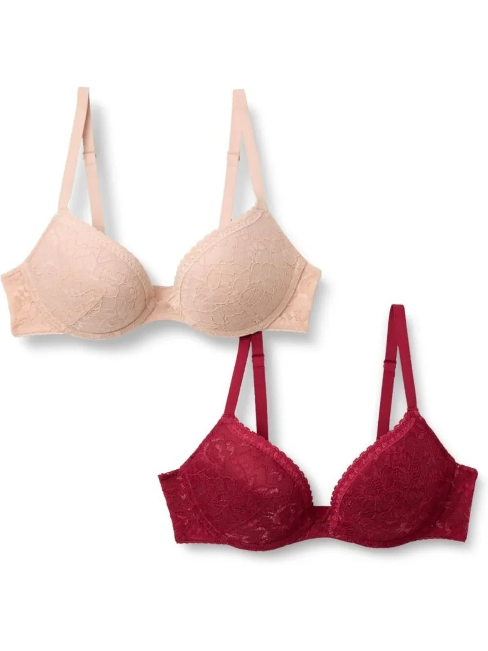 Padded Underwire Lace Push-Up Bra Set, 2-Pack, Comfortable & Stylish Lingerie